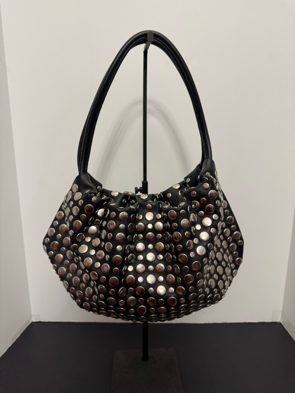 Vintage one of a kind Nine West Black Shoulder Bag with Silver Studs